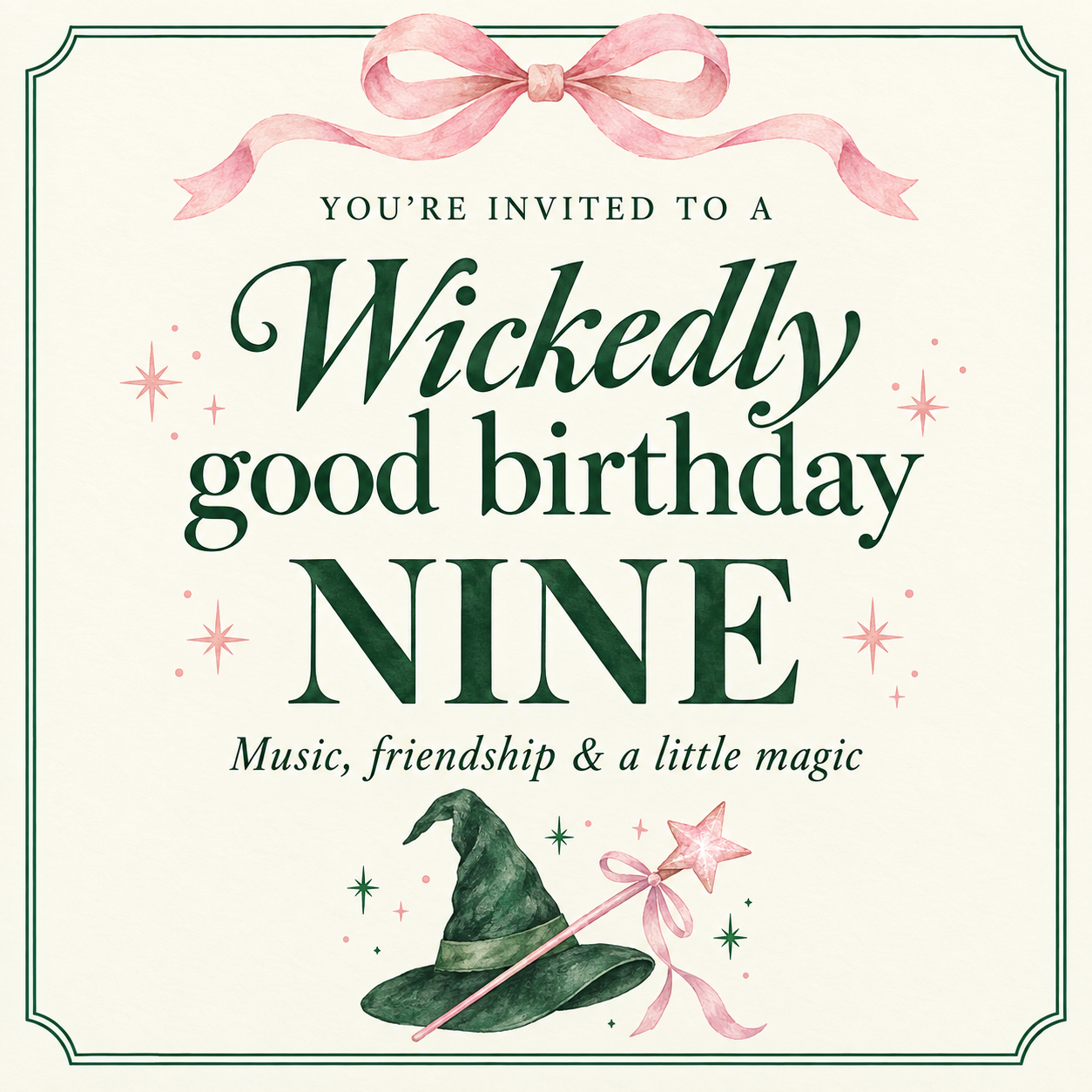 Your cream, emerald and pink invitation